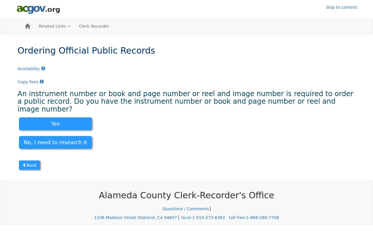 Albany people search Alameda County official records online index guidance