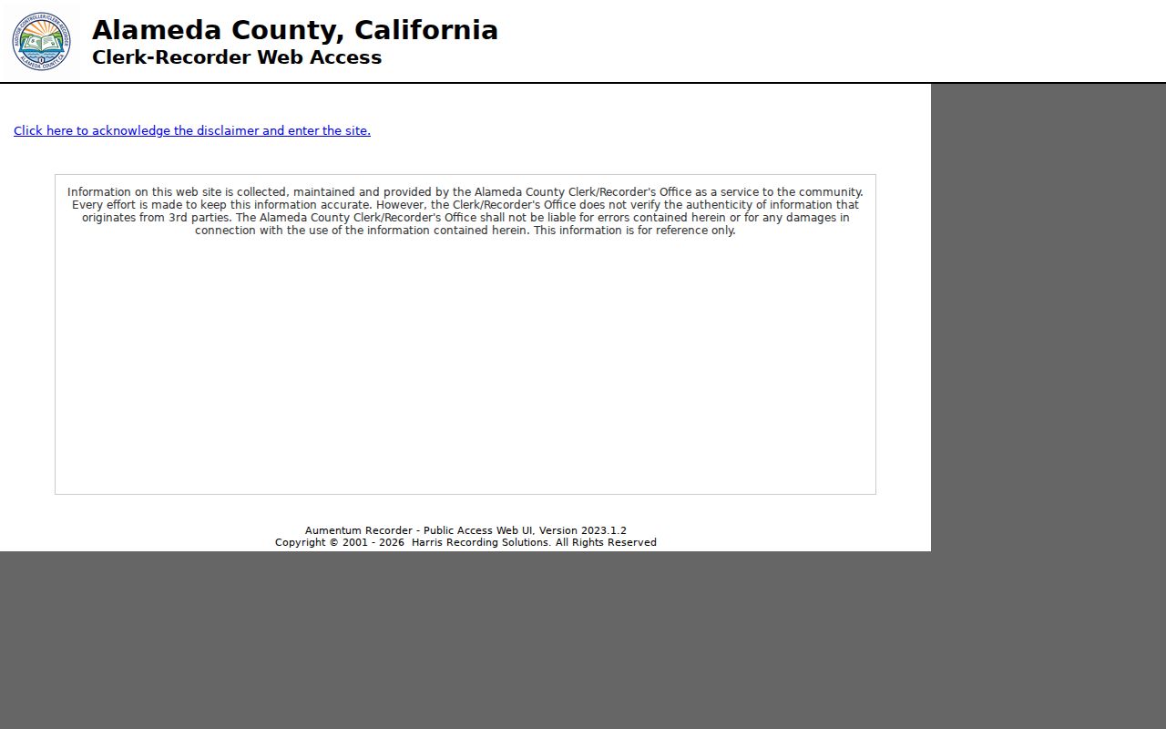 Albany people search Alameda County Clerk-Recorder Web Access portal