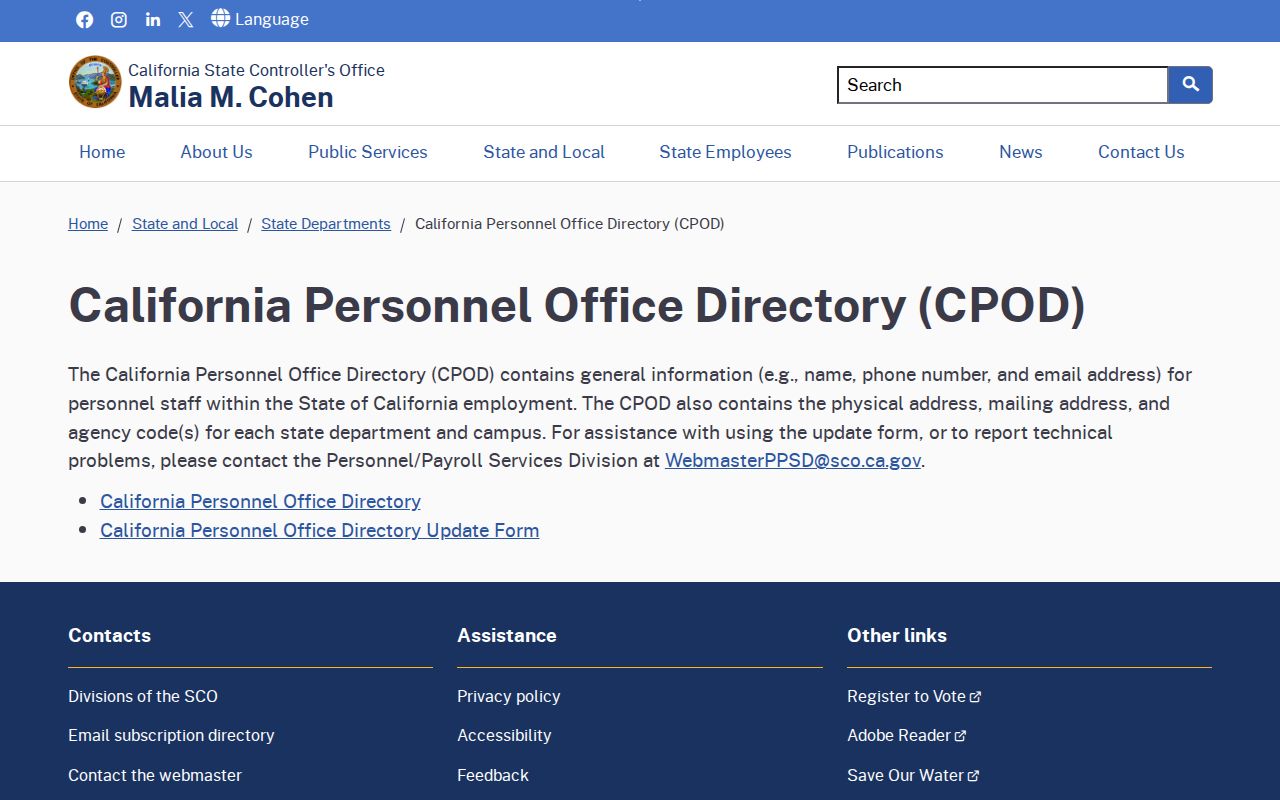 Albany people directories California Personnel Office Directory