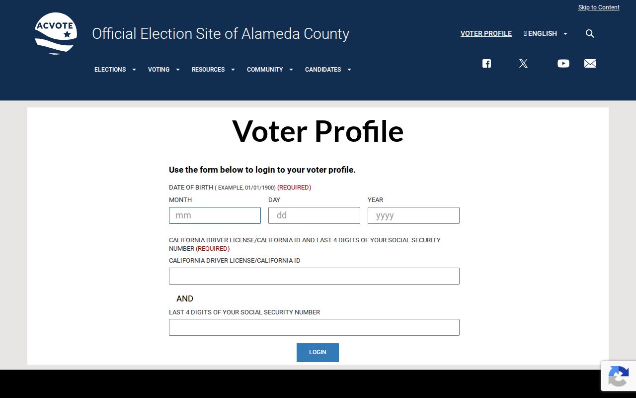 Albany voter registration records Alameda County Voter Profile lookup